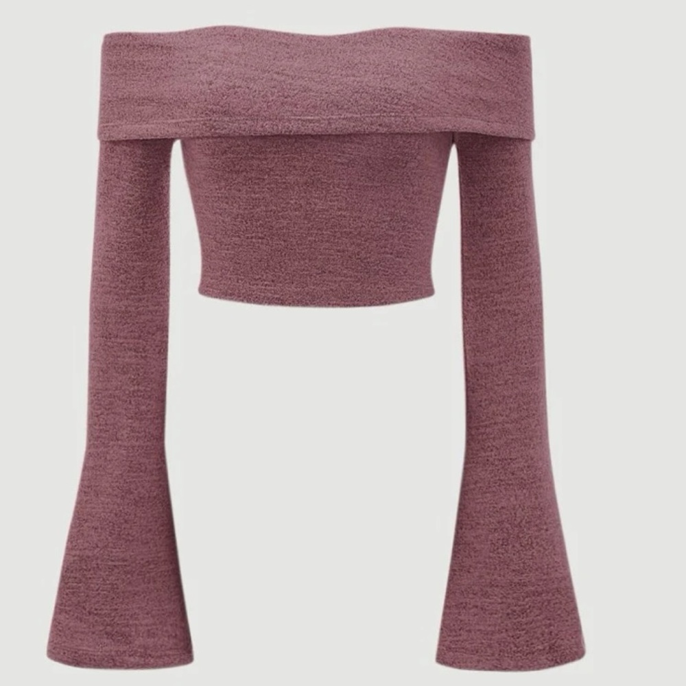 off shoulder slouchy cropped sweater